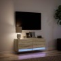 Mueble de TV de pared con luces LED roble Sonoma 100x31x35 cm en Muebles TV | Comprar online en Foru.es