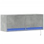 Mueble de TV de pared con luces LED gris hormigón 100x31x35 cm en Muebles TV | Comprar online en Foru.es