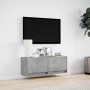 Mueble de TV de pared con luces LED gris hormigón 100x31x35 cm en Muebles TV | Comprar online en Foru.es