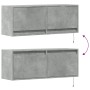 Mueble de TV de pared con luces LED gris hormigón 100x31x35 cm en Muebles TV | Comprar online en Foru.es