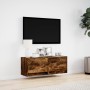Mueble de TV de pared con luces LED roble ahumado 100x31x35 cm en Muebles TV | Comprar online en Foru.es