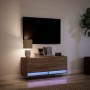 Mueble de TV de pared con luces LED marrón roble 100x31x35 cm en Muebles TV | Comprar online en Foru.es
