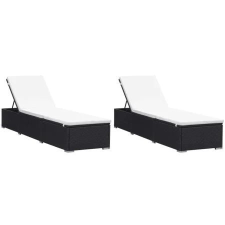 Sonnenliegen mit Kissen 2 Stück schwarzes synthetisches Rattan von vidaXL, Liegen - Ref: Foro24-277088, Preis: 314,47 €, Raba...