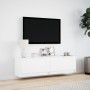 Mueble de TV de pared con luces LED blanco 140x31x38 cm en Muebles TV | Comprar online en Foru.es