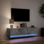 Mueble de pared TV con luces LED gris hormigón 140x31x38 cm en Muebles TV | Comprar online en Foru.es