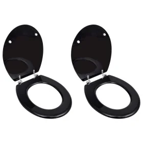 Toilet seat with lids 2 pcs MDF black by vidaXL, Toilet and bidet seats - Ref: Foro24-275908, Price: 71,60 €, Discount: %