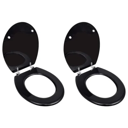 Toilet seat with lids 2 pcs MDF black by vidaXL, Toilet and bidet seats - Ref: Foro24-275908, Price: 71,60 €, Discount: %