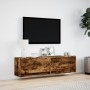 Mueble de TV de pared con luces LED roble ahumado 140x31x38 cm en Muebles TV | Comprar online en Foru.es