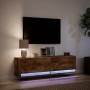 Mueble de TV de pared con luces LED roble ahumado 140x31x38 cm en Muebles TV | Comprar online en Foru.es