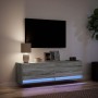 Mueble de TV de pared con luces LED gris Sonoma 140x31x38 cm en Muebles TV | Comprar online en Foru.es