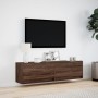 Mueble de TV de pared con luces LED marrón roble 140x31x38 cm en Muebles TV | Comprar online en Foru.es