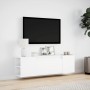Mueble de TV de pared con luces LED blanco 135x31x39,5 cm en Muebles TV | Comprar online en Foru.es