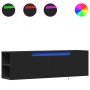 Mueble de TV de pared con luces LED negro 135x31x39,5 cm en Muebles TV | Comprar online en Foru.es