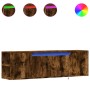 Mueble de TV de pared luces LED roble ahumado 135x31x39,5 cm en Muebles TV | Comprar online en Foru.es