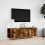 Mueble de TV de pared luces LED roble ahumado 135x31x39,5 cm en Muebles TV | Comprar online en Foru.es