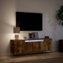 Mueble de TV de pared luces LED roble ahumado 135x31x39,5 cm en Muebles TV | Comprar online en Foru.es