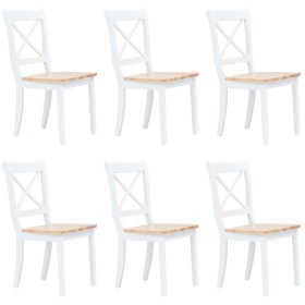 Sillas de comedor 6 uds madera maciza de caucho blanco y madera de vidaXL, Sillas de comedor - Ref: Foro24-277544, Precio: 45...