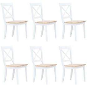 Sillas de comedor 6 uds madera maciza de caucho blanco y madera de vidaXL, Sillas de comedor - Ref: Foro24-277544, Precio: 44...