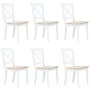Sillas de comedor 6 uds madera maciza de caucho blanco y madera de vidaXL, Sillas de comedor - Ref: Foro24-277544, Precio: 44...