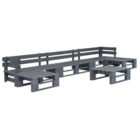 Set de muebles de palets para jardín 6 piezas madera gris de vidaXL, Conjuntos de jardín - Ref: Foro24-276320, Precio: 338,47...
