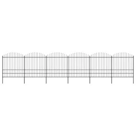 Garden fence with black steel spearheads (1.75-2)x10.2 m by vidaXL, fence panels - Ref: Foro24-277753, Price: 553,62 €, Disco...
