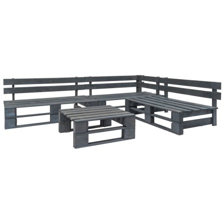 Set de muebles de palets para jardín 4 piezas madera gris de vidaXL, Conjuntos de jardín - Ref: Foro24-276314, Precio: 261,15...
