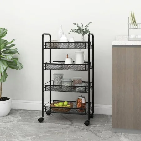 Carrito de cocina 4 niveles hierro negro 46x26x85 cm de vidaXL, Carros de cocina y comedor - Ref: Foro24-336325, Precio: 46,1...