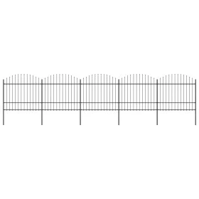 Garden fence with black steel spearheads (1.5-1.75)x8.5m by vidaXL, fence panels - Ref: Foro24-277743, Price: 405,28 €, Disco...