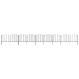 Garden fence with black steel spearhead (1.5-1.75)x15.3m by vidaXL, fence panels - Ref: Foro24-277747, Price: 725,83 €, Disco...