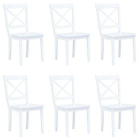 Sillas de comedor 6 unidades madera maciza de caucho blanco de vidaXL, Sillas de comedor - Ref: Foro24-277543, Precio: 386,00...