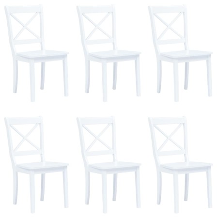Sillas de comedor 6 unidades madera maciza de caucho blanco de vidaXL, Sillas de comedor - Ref: Foro24-277543, Precio: 386,00...