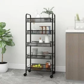 Carrito de cocina 5 niveles hierro negro 46x26x105 cm de vidaXL, Carros de cocina y comedor - Ref: Foro24-336328, Precio: 50,...
