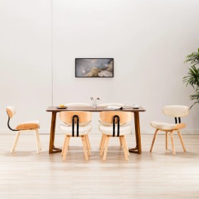 Sillas de comedor 6 uds madera curvada y cuero sintético crema de vidaXL, Sillas de comedor - Ref: Foro24-278721, Precio: 802...