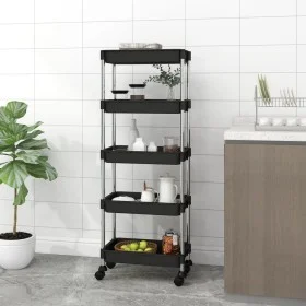 Kitchen cart 5 levels iron and black ABS 42x29x128 cm by vidaXL, Kitchen and dining carts - Ref: Foro24-336331, Price: 52,42 ...