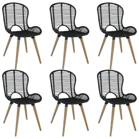 Sillas de comedor 6 unidades de ratán natural negro de vidaXL, Sillas de comedor - Ref: Foro24-275838, Precio: 497,00 €, Desc...
