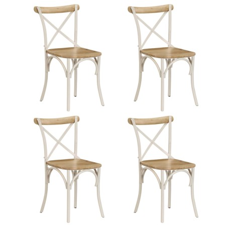 Sillas con respaldo cruzado 4 uds madera maciza de mango blanco de vidaXL, Sillas de comedor - Ref: Foro24-278771, Precio: 40...