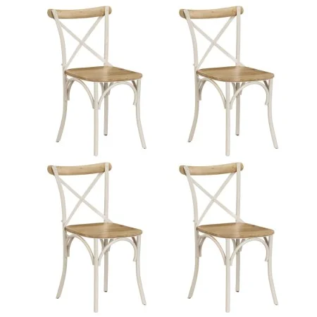 Sillas con respaldo cruzado 4 uds madera maciza de mango blanco de vidaXL, Sillas de comedor - Ref: Foro24-278771, Precio: 39...
