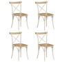 Sillas con respaldo cruzado 4 uds madera maciza de mango blanco de vidaXL, Sillas de comedor - Ref: Foro24-278771, Precio: 40...