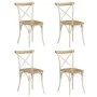 Sillas con respaldo cruzado 4 uds madera maciza de mango blanco de vidaXL, Sillas de comedor - Ref: Foro24-278771, Precio: 39...