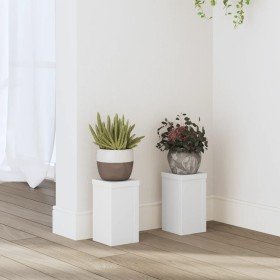 Soportes de plantas 2 uds madera ingeniería blanco 10x10x18 cm en Soportes para macetas | Comprar online en Foru.es