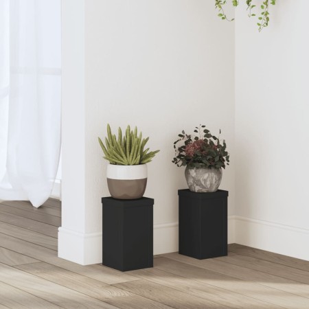Soportes de plantas 2 uds madera ingeniería negro 10x10x18 cm en Soportes para macetas | Comprar online en Foru.es