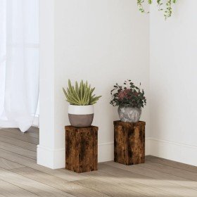 Soportes de plantas 2 uds madera roble ahumado 10x10x18 cm en Soportes para macetas | Comprar online en Foru.es