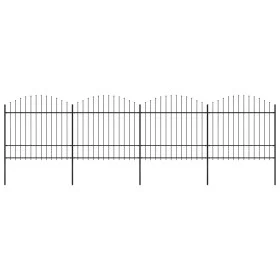 Garden fence with black steel spear points (1.5-1.75)x6.8m by vidaXL, fence panels - Ref: Foro24-277742, Price: 325,19 €, Dis...