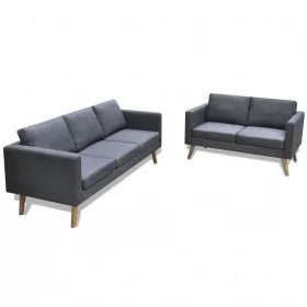 Conjunto de sofás de 2 y 3 plazas de tela gris oscuro de vidaXL, Sofás - Ref: Foro24-272194, Precio: 546,46 €, Descuento: %