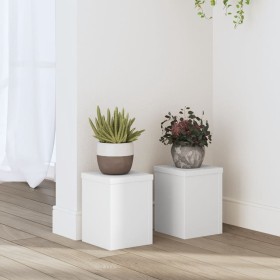 Soportes de plantas 2 uds madera ingeniería blanco 10x10x18 cm en Soportes para macetas | Comprar online en Foru.es