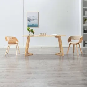 Sillas de comedor 2 uds madera curvada y cuero sintético crema de vidaXL, Sillas de comedor - Ref: Foro24-278862, Precio: 303...