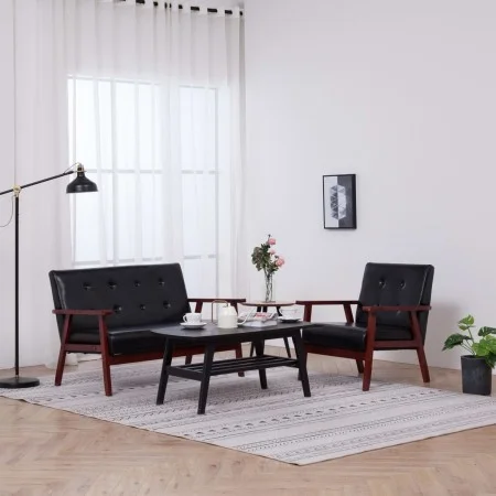 2-teilige Sofagarnitur aus schwarzem Kunstleder von vidaXL, Sofas - Ref: Foro24-278395, Preis: 298,27 €, Rabatt: %