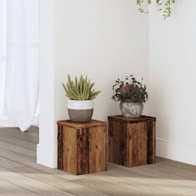 Soportes de plantas 2 uds madera roble envejecido 15x15x20 cm en Soportes para macetas | Comprar online en Foru.es