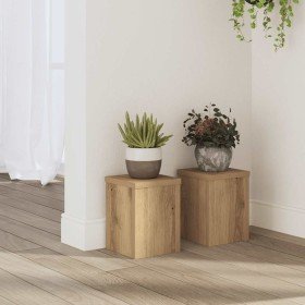 Soportes de plantas 2 uds madera roble artisian 15x15x20 cm en Soportes para macetas | Comprar online en Foru.es