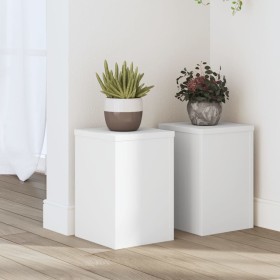 Soportes de plantas 2 uds madera ingeniería blanco 20x20x30 cm en Soportes para macetas | Comprar online en Foru.es
